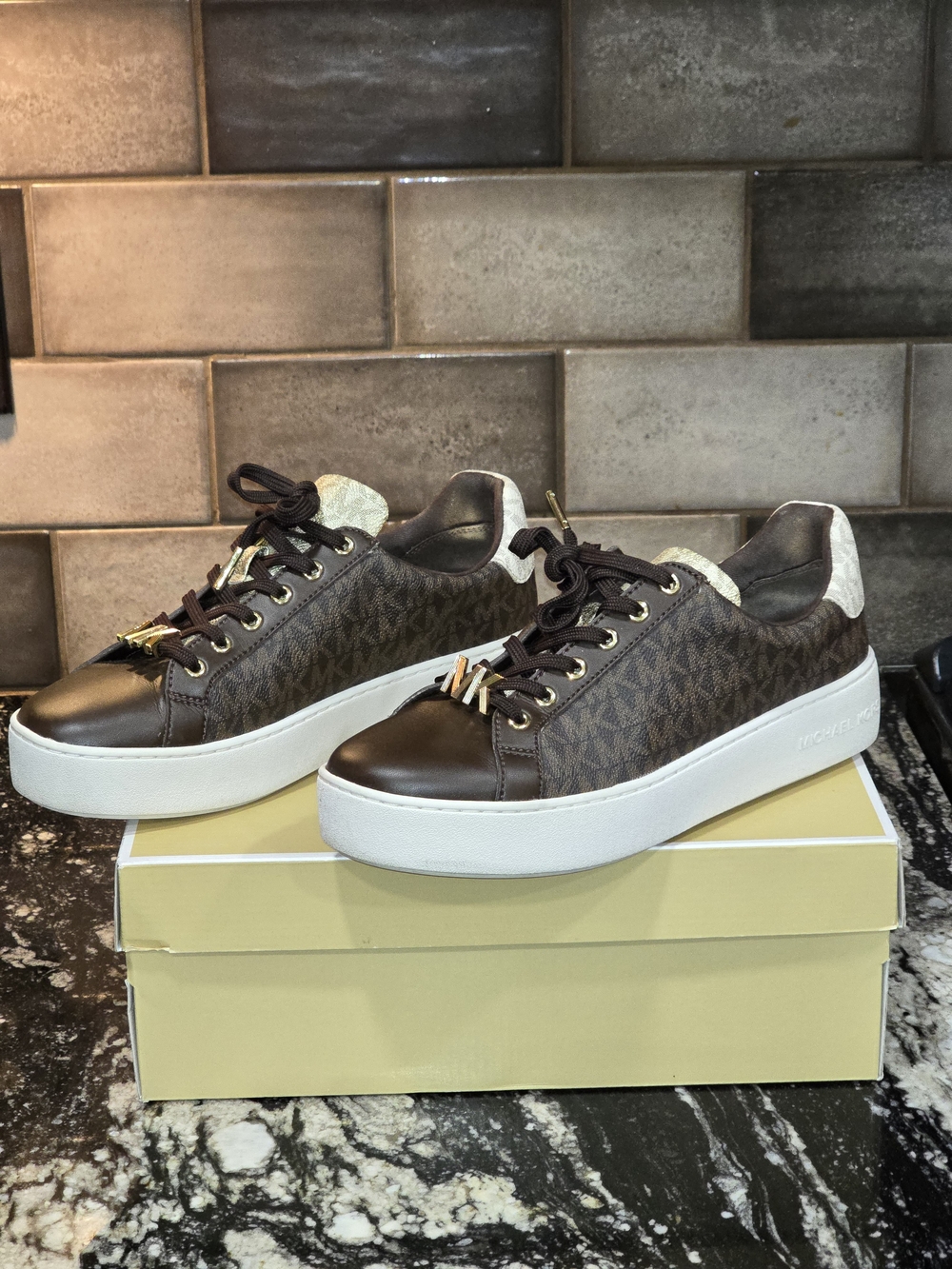 Michael Kors Brown Logo Platform Sneakers